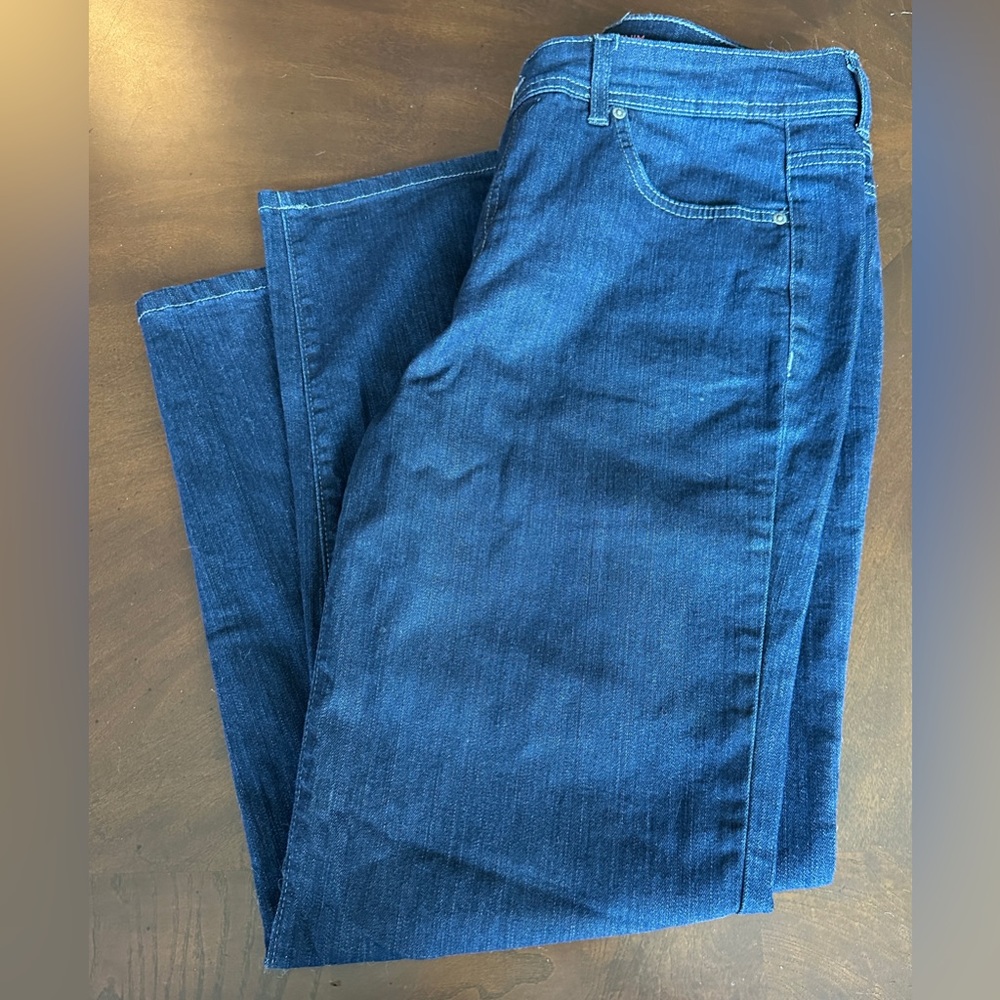 Style & Co Petite Tummy Control Denim‎ Jeans, Size 14P, Straight Leg Dark Wash